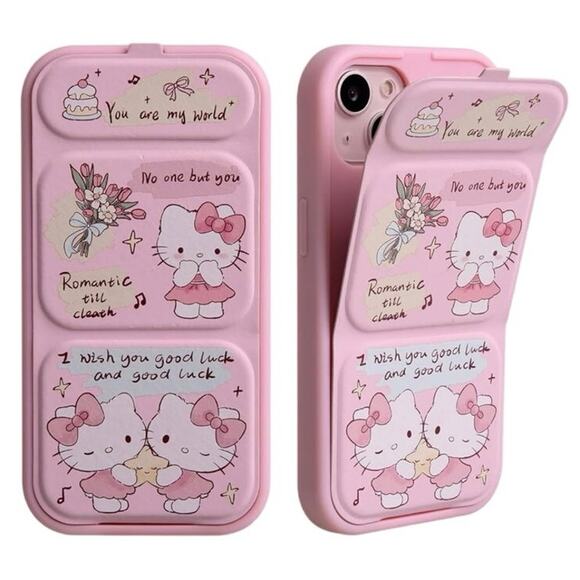Cartoon Kitty for IPhone 15 Pro Max with stand and hidden compartment for cards - Picture 1 of 4